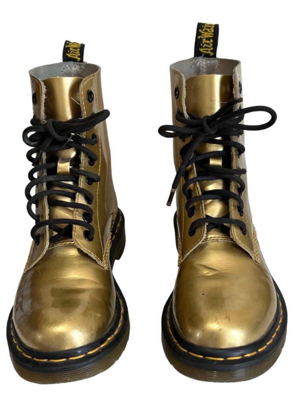 Dr. Martens 1460 Pascal Vegan Gold Metallic Chrome Combat Boots Size 5 - Picture 2 of 8